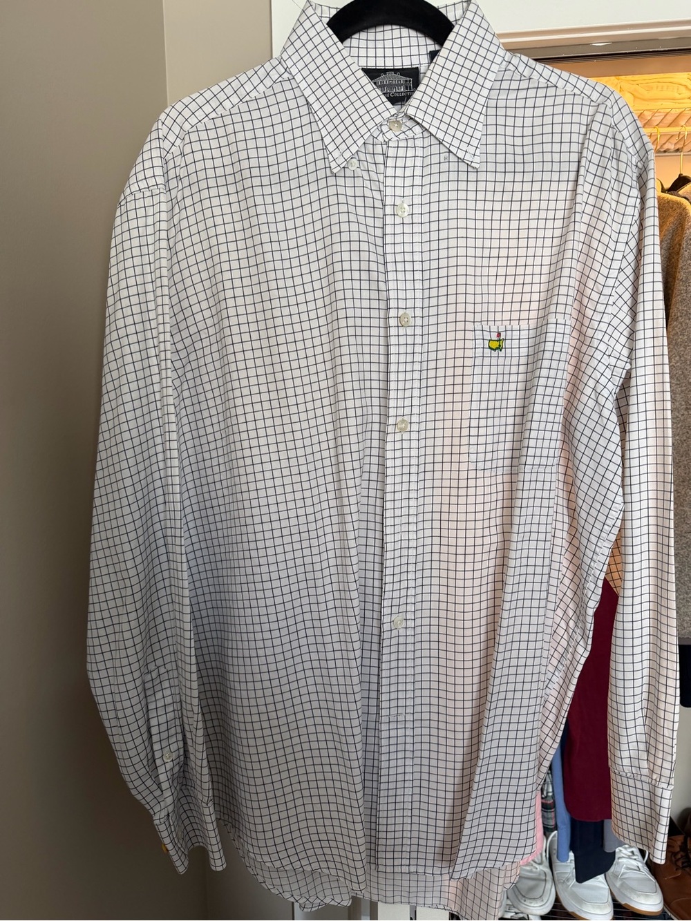 Masters Tournament Clubhouse Collection Button Down Shirt XL White Check Golf